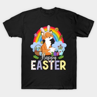 Fennec Fox Happy Easter Eggs Bunny Easter Day T-Shirt